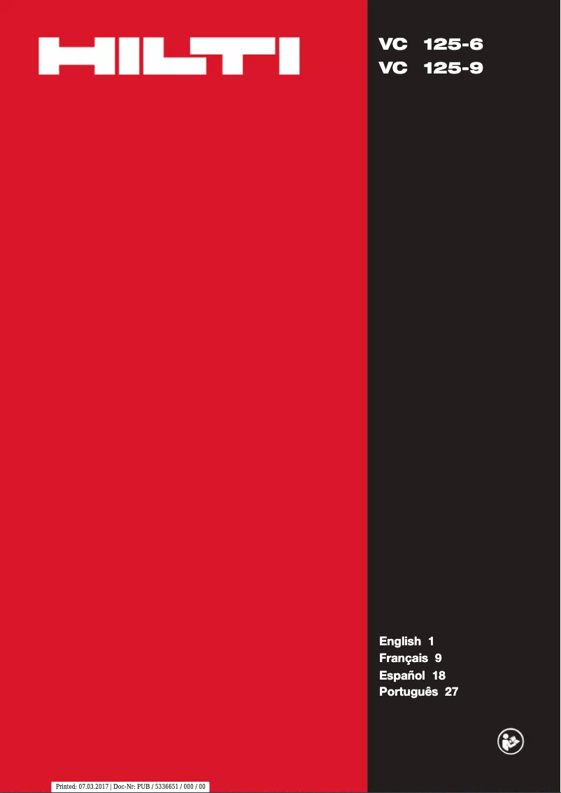 Page n°1 - Manuel utilisateur Hilti VC 125-6