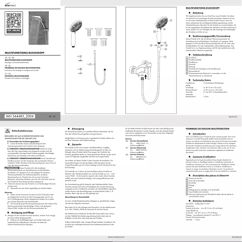 Page n°1 - Manuel utilisateur Miomare IAN 103670