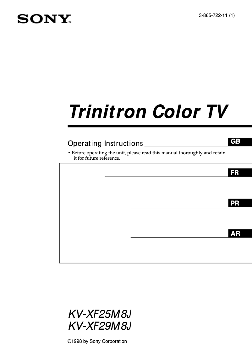 Page 1 de la notice Manuel utilisateur Sony Trinitron KV-XF25M8J