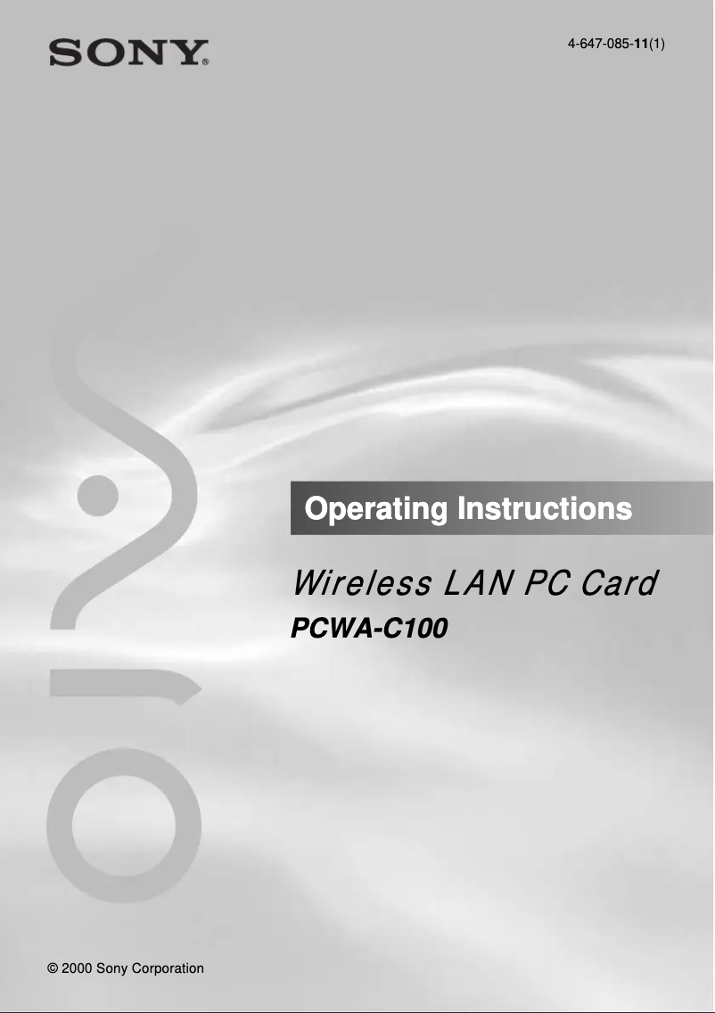 Page 1 of the manual User Manual Sony PCWA-C100