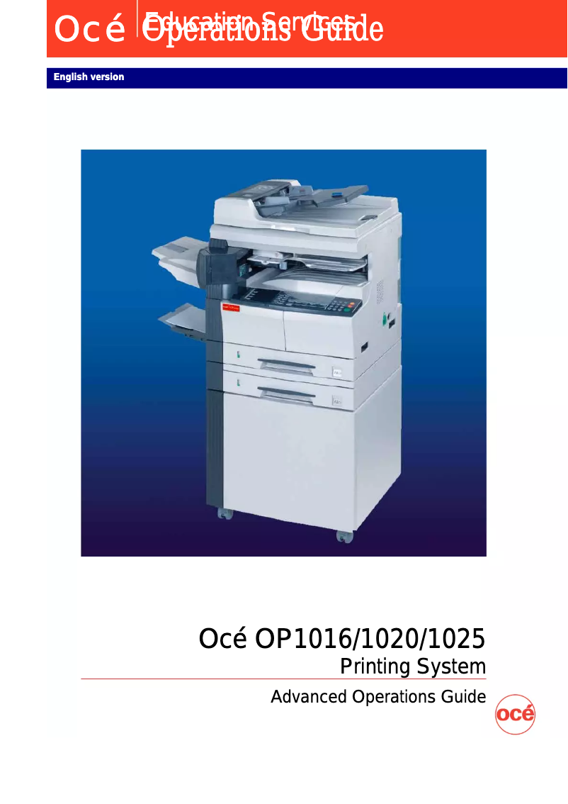 Page n°1 - Manuel utilisateur Océ OP1016