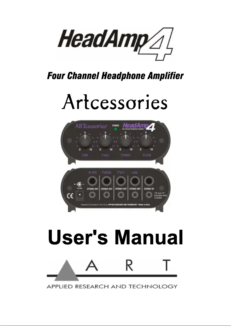 Page 1 de la notice Manuel utilisateur ART HeadAmp 4