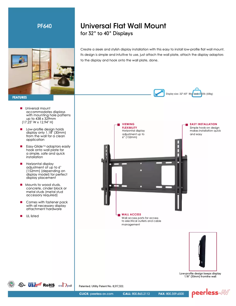 Page n°1 - Manuel utilisateur Peerless-AV PF640