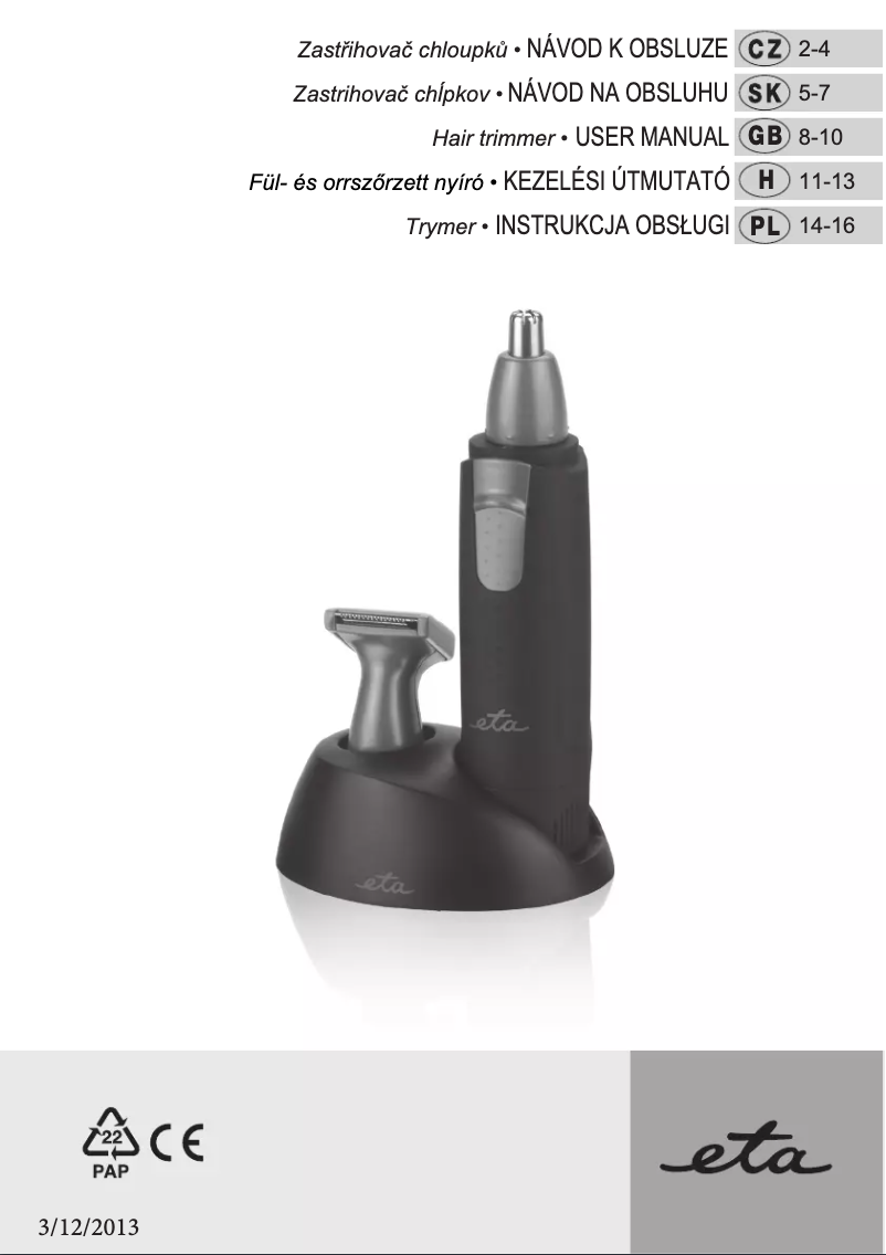 Page n°1 - Manuel utilisateur Eta 3341 90000