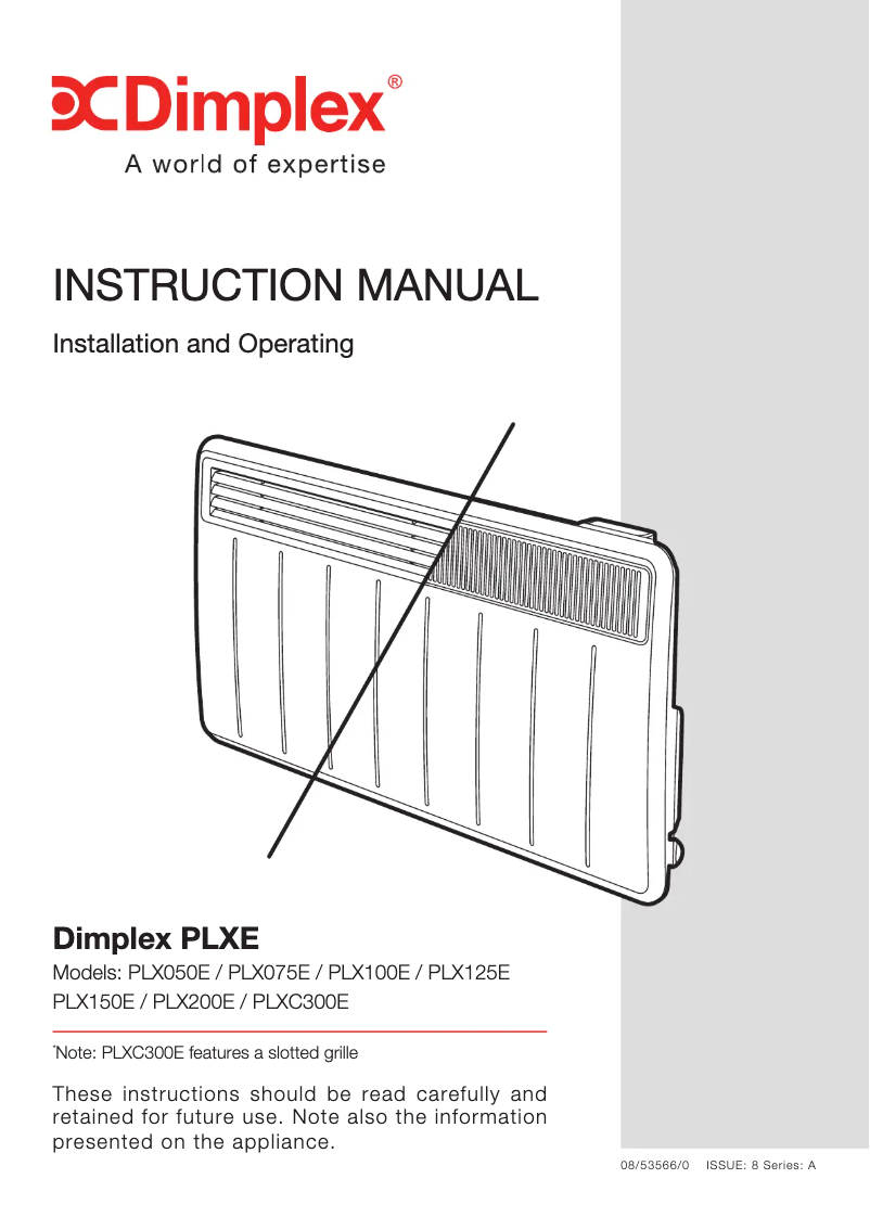 Page 1 de la notice Manuel utilisateur Dimplex PLX075E