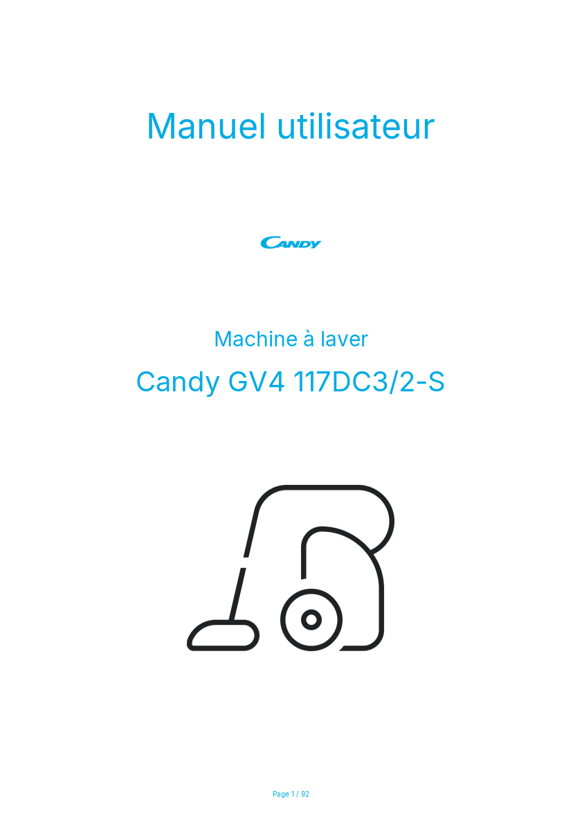 Page n°1 - Manuel utilisateur Candy GV4 117DC3/2-S