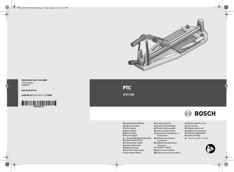 Page 1 de la notice Manuel utilisateur Bosch PTC 640