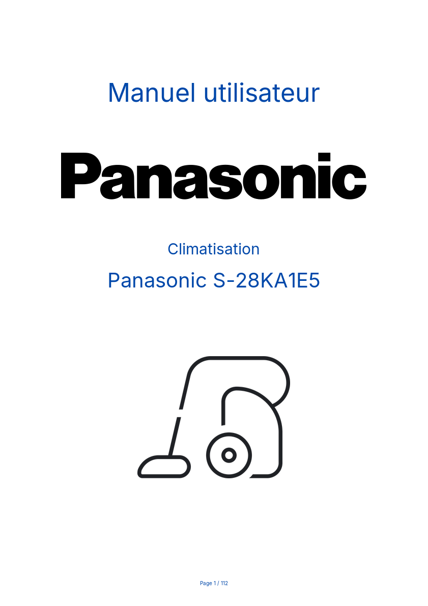 Page n°1 - Manuel utilisateur Panasonic S-28KA1E5