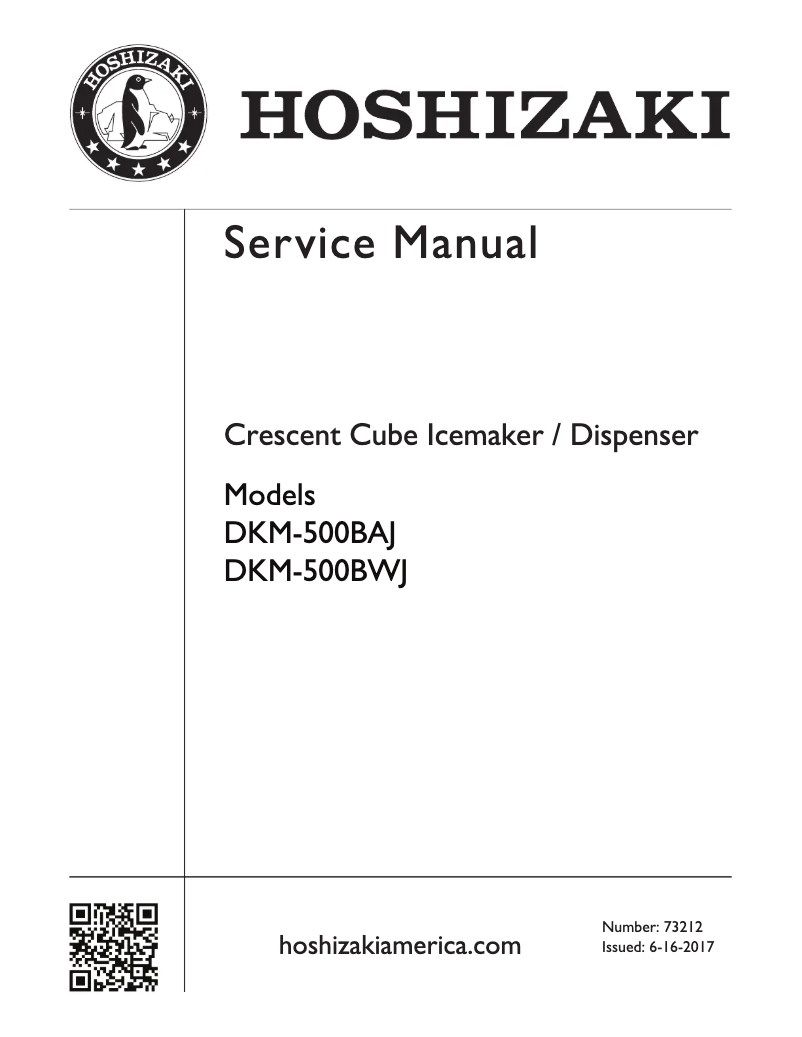 Page 1 de la notice Manuel utilisateur Hoshizaki DKM-500BAJ