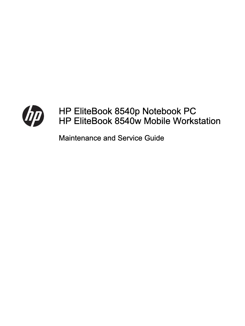Page n°1 - Manuel d'utilisation et d'entretien HP EliteBook 8540w