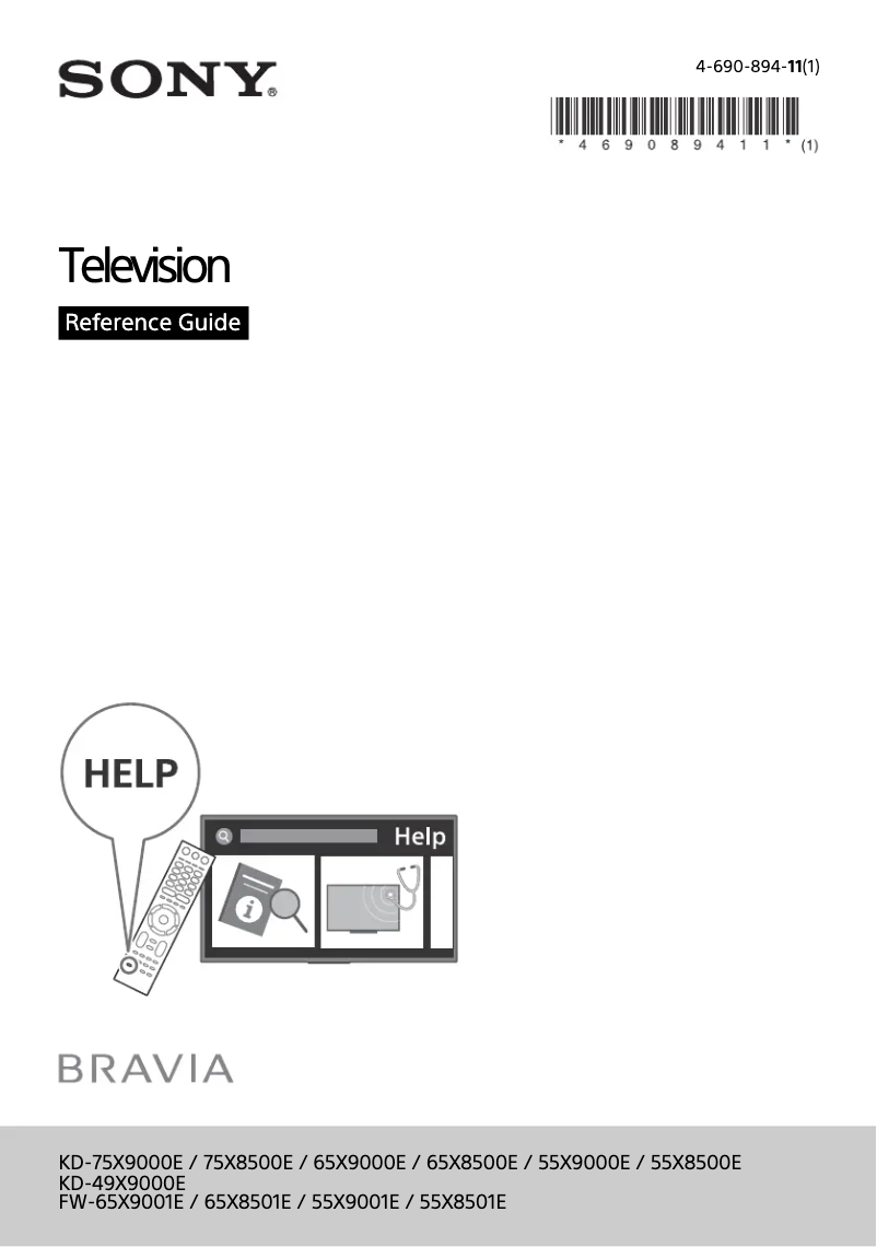 Page 1 de la notice Manuel utilisateur Sony KD-65X9000E