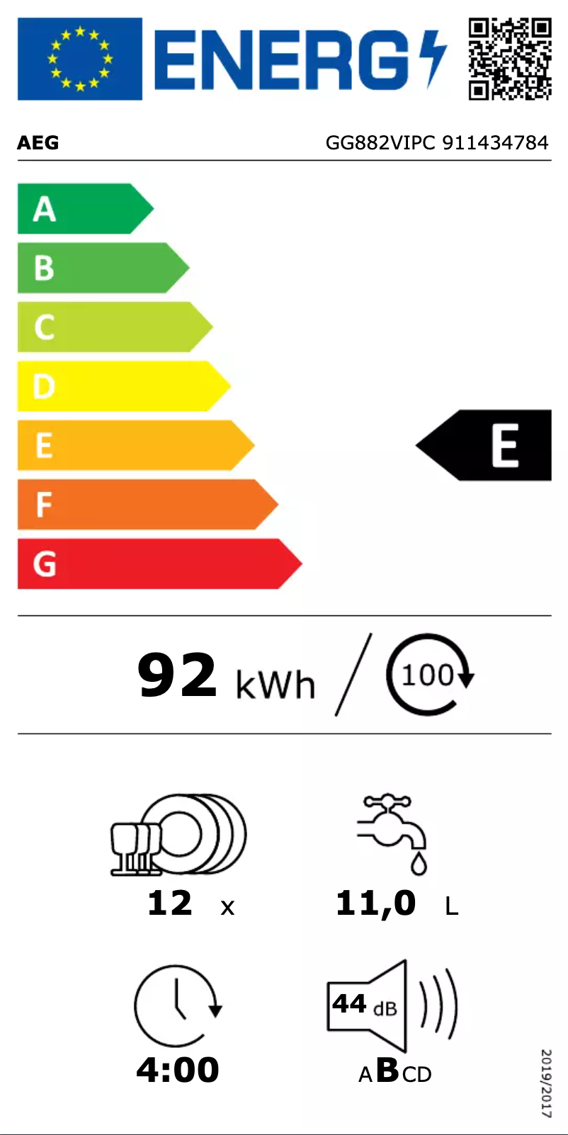 Page n°1 - Label énergétique AEG GG882VIPC