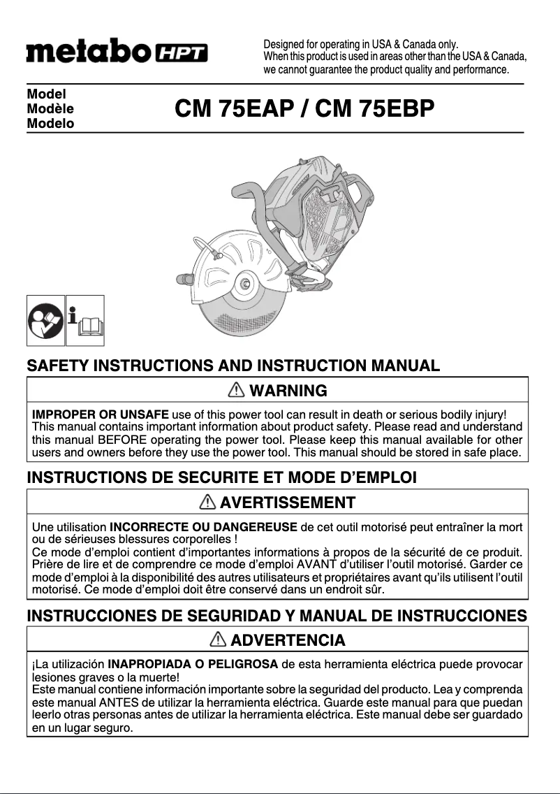 Página 1 del manual Manual de usuario HiKOKI CM75EAP