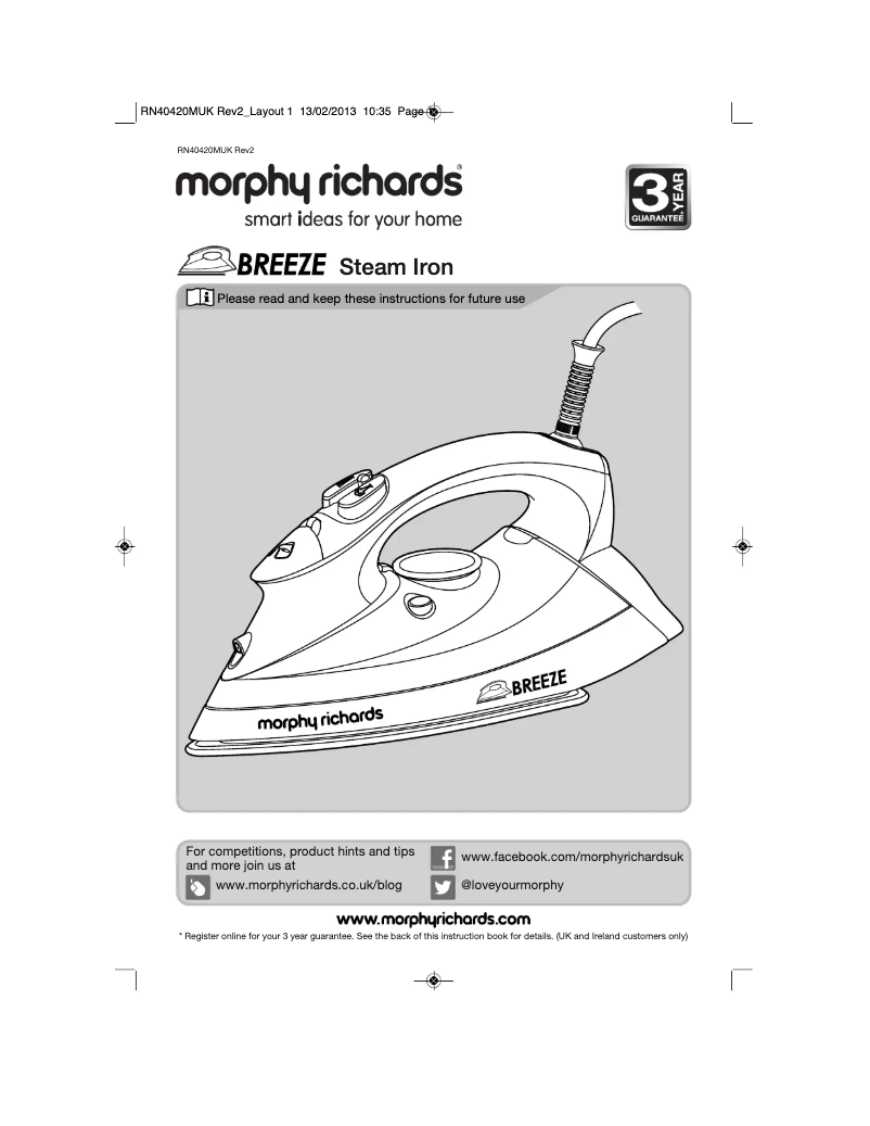 Page 1 de la notice Manuel utilisateur Morphy Richards ComfiGrip 300205
