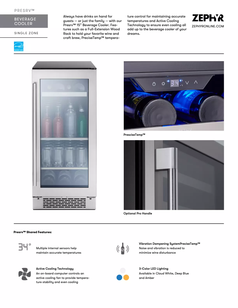 Page n°1 - Fiche technique Zephyr Presrv PRB15C01BG