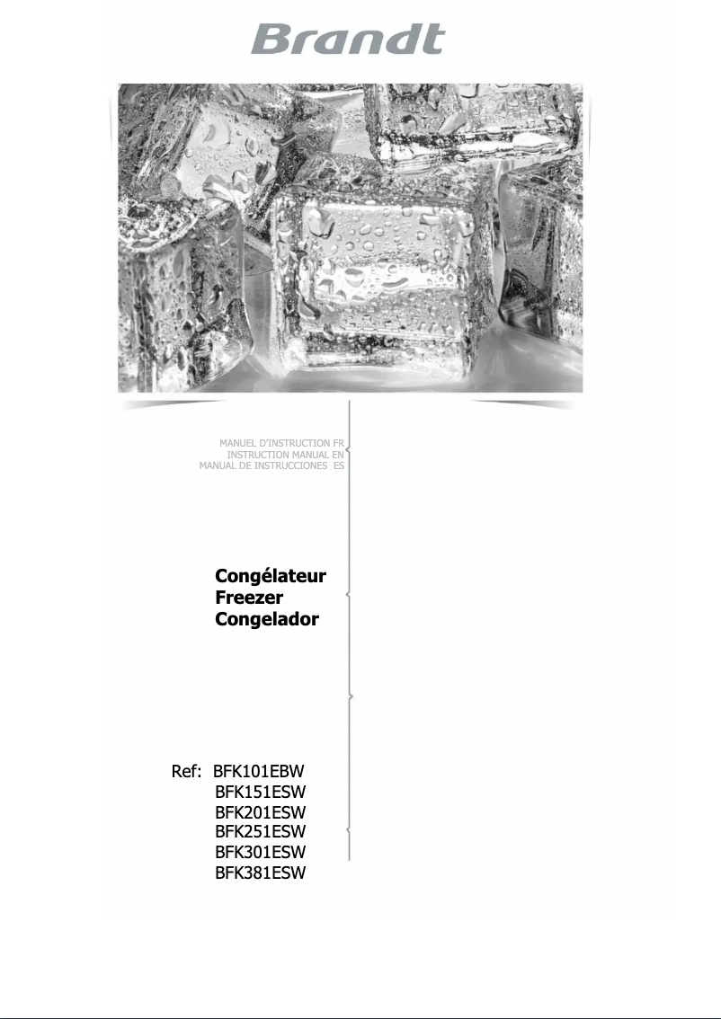 Page 1 of the manual User Manual Brandt BFK201ESW