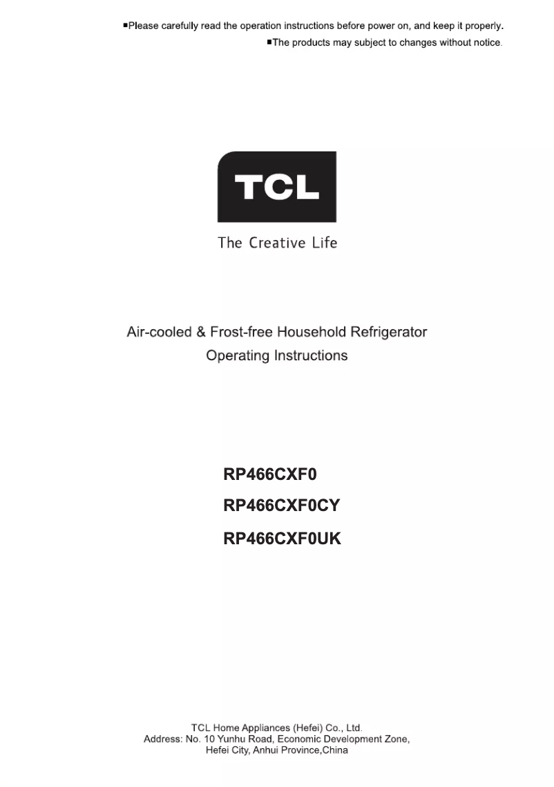 Image de la première page du manuel de l'appareil RP466CXF0UK