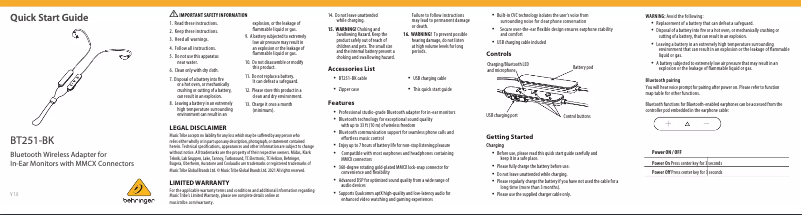 Image de la première page du manuel de l'appareil BT251-BK