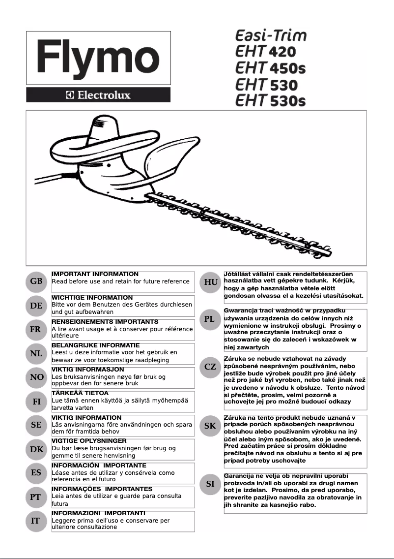 Page n°1 - Manuel utilisateur Flymo EasiTrim EHT450s