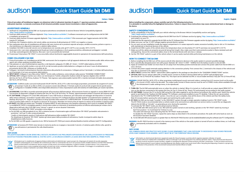 Page n°1 - Manuel utilisateur Audison Prima Bit DMI