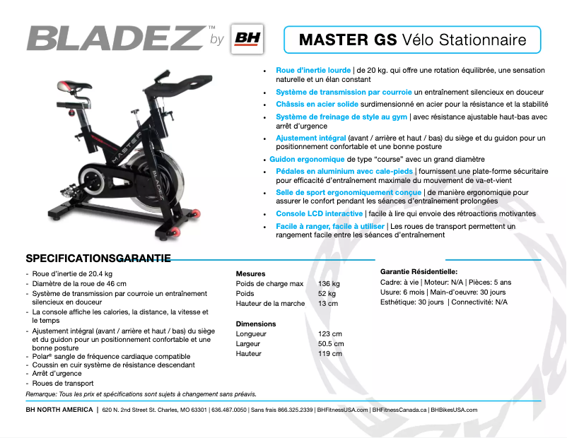 Page n°1 - Fiche technique Bladez Master GS