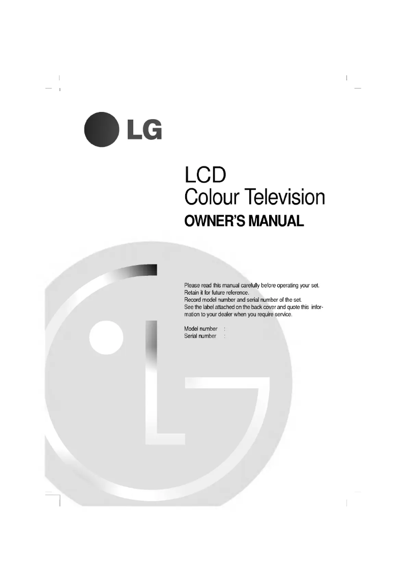 Page n°1 - Manuel utilisateur LG RZ-20LA60