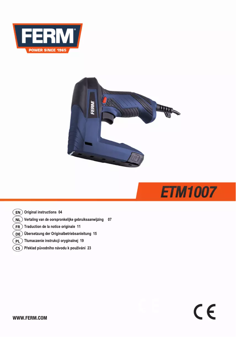 Page 1 de la notice Manuel utilisateur Ferm ETM1007