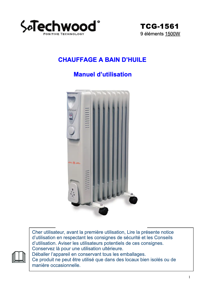 Page n°1 - Manuel utilisateur Techwood TCG-2023