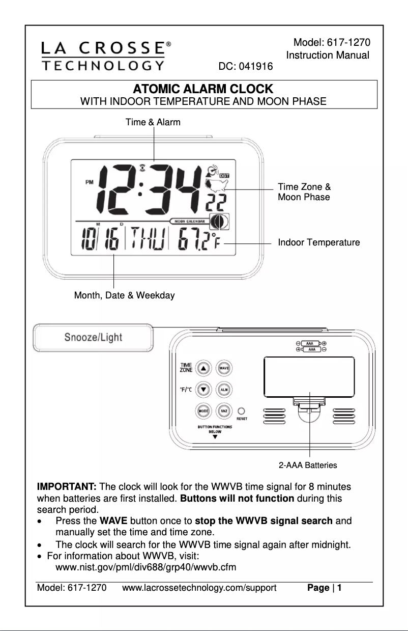 Image de la première page du manuel de l'appareil 617-1270