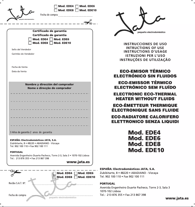 Page n°1 - Manuel utilisateur Jata EDE6
