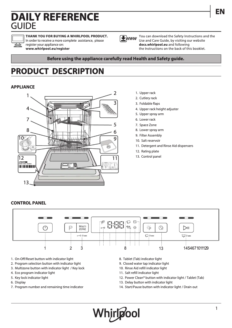 Page 1 de la notice Manuel utilisateur Whirlpool WKBO 3T123 PF B