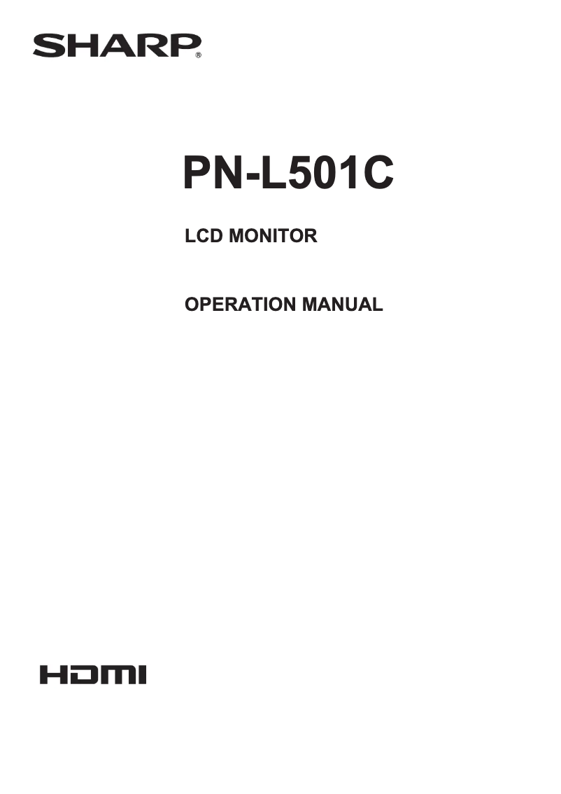 Image de la première page du manuel de l'appareil Aquos PN-L501C
