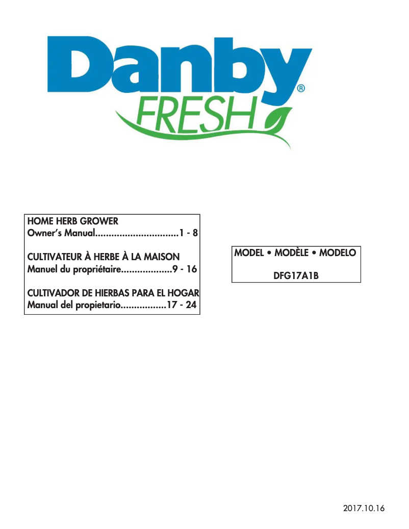 Page n°1 - Manuel utilisateur Danby DFG17A1B