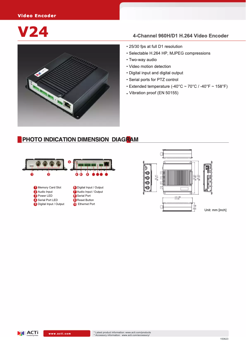 Page 1 de la notice Brochure ACTi V24