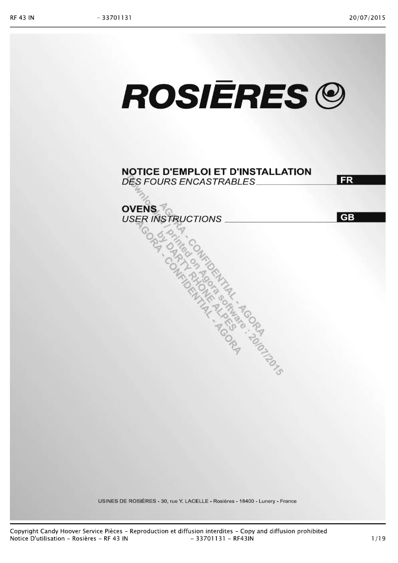 Página 1 del manual Manual de usuario Rosieres RF 43IN