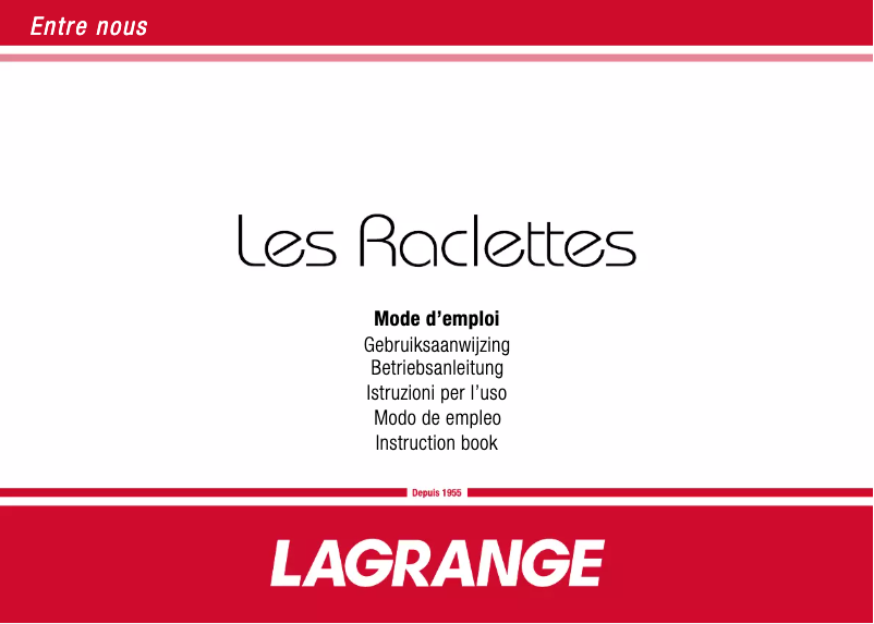 Page n°1 - Manuel utilisateur Lagrange raclette 8 Pierre