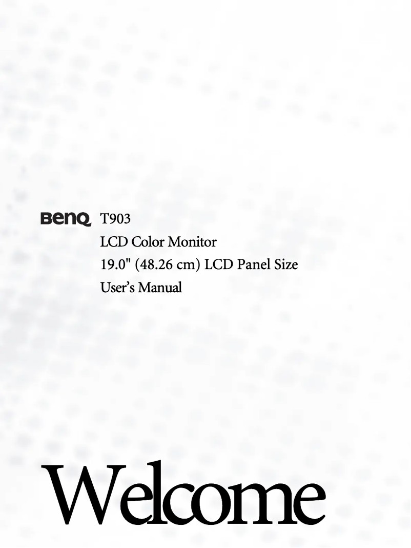 Page n°1 - Manuel utilisateur BenQ T903