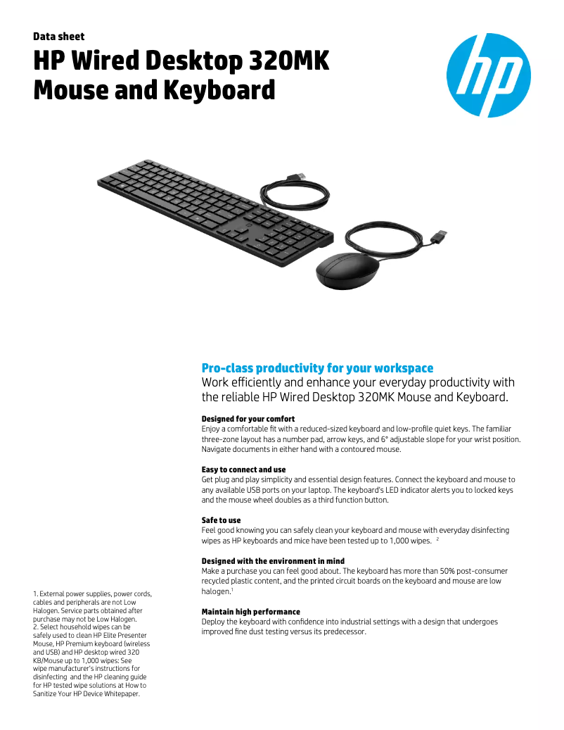 Page n°1 - Manuel utilisateur HP 320MK
