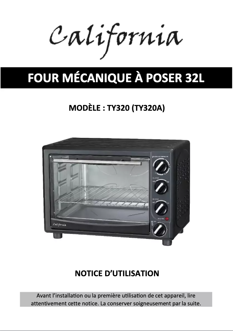 Page 1 de la notice Manuel utilisateur California TY320