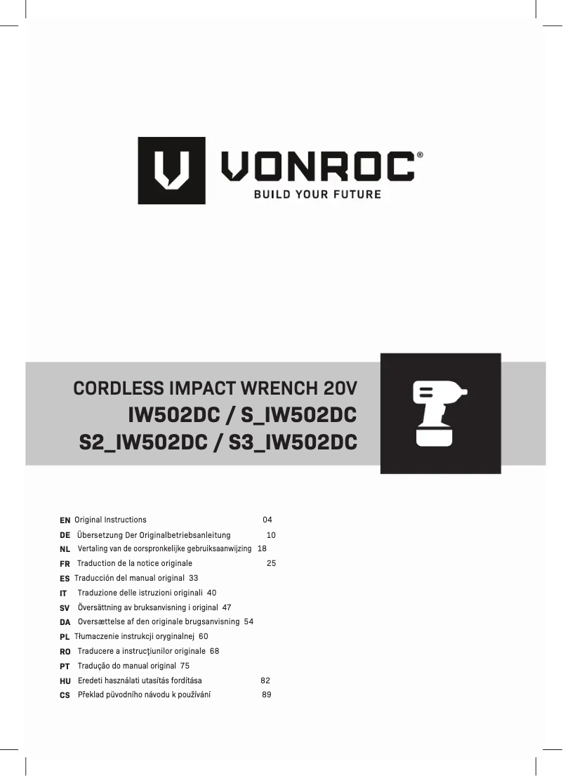 Page n°1 - Manuel utilisateur Vonroc IW502DC