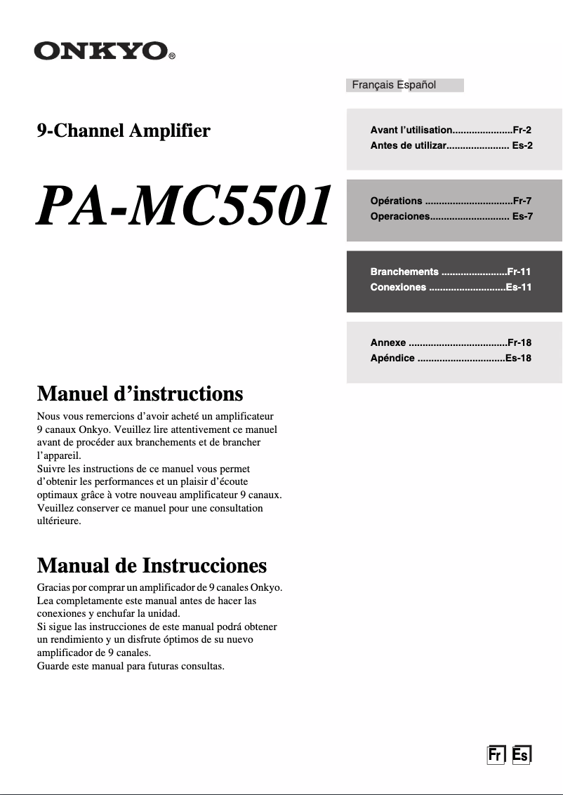 Page n°1 - Manuel utilisateur Onkyo PA-MC5501