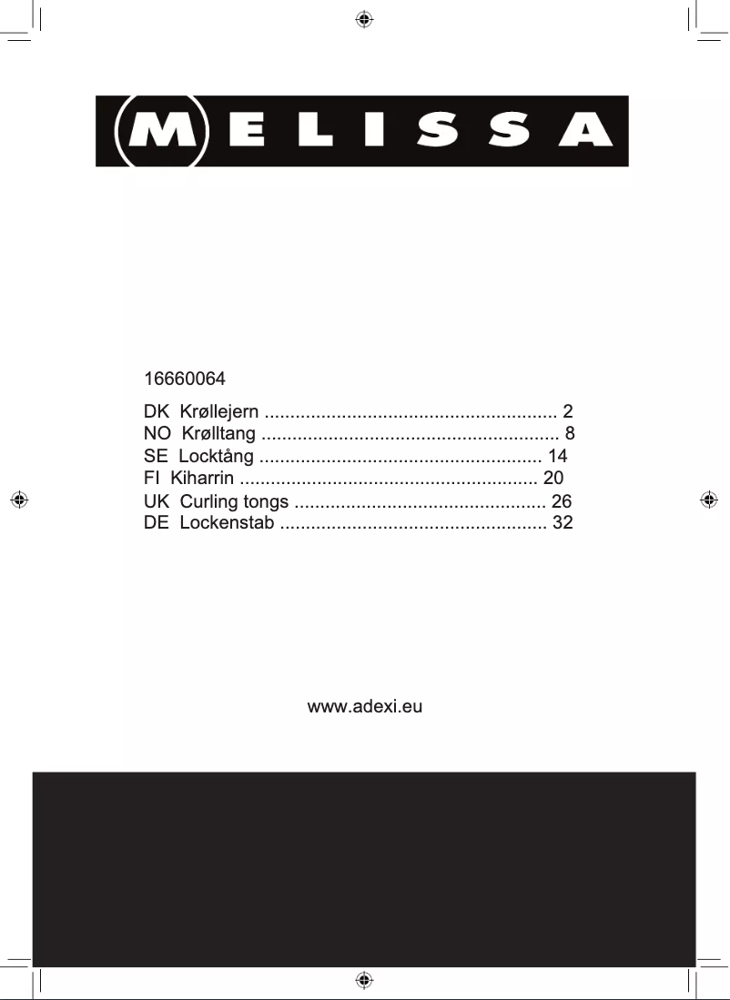 Page n°1 - Manuel utilisateur Melissa 16660064