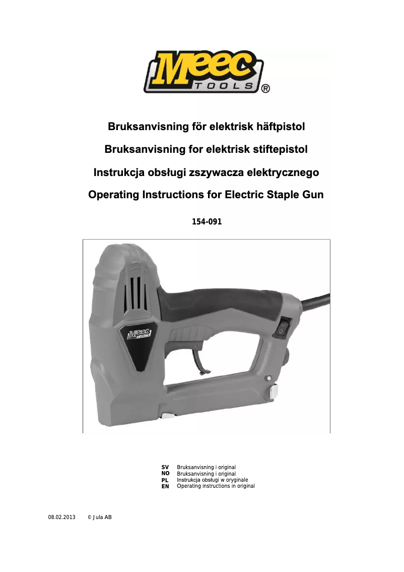 Page n°1 - Manuel utilisateur Meec Tools 154-091