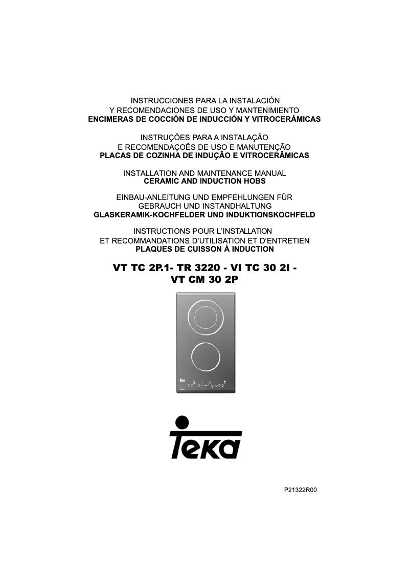 Page n°1 - Manuel utilisateur Teka VT CM 30 2P