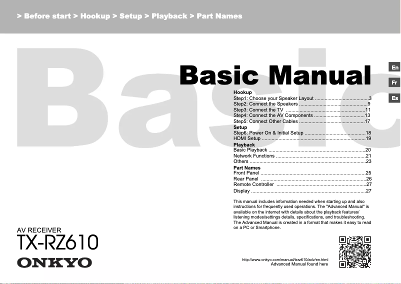 Page n°1 - Manuel utilisateur Onkyo TX-RZ610