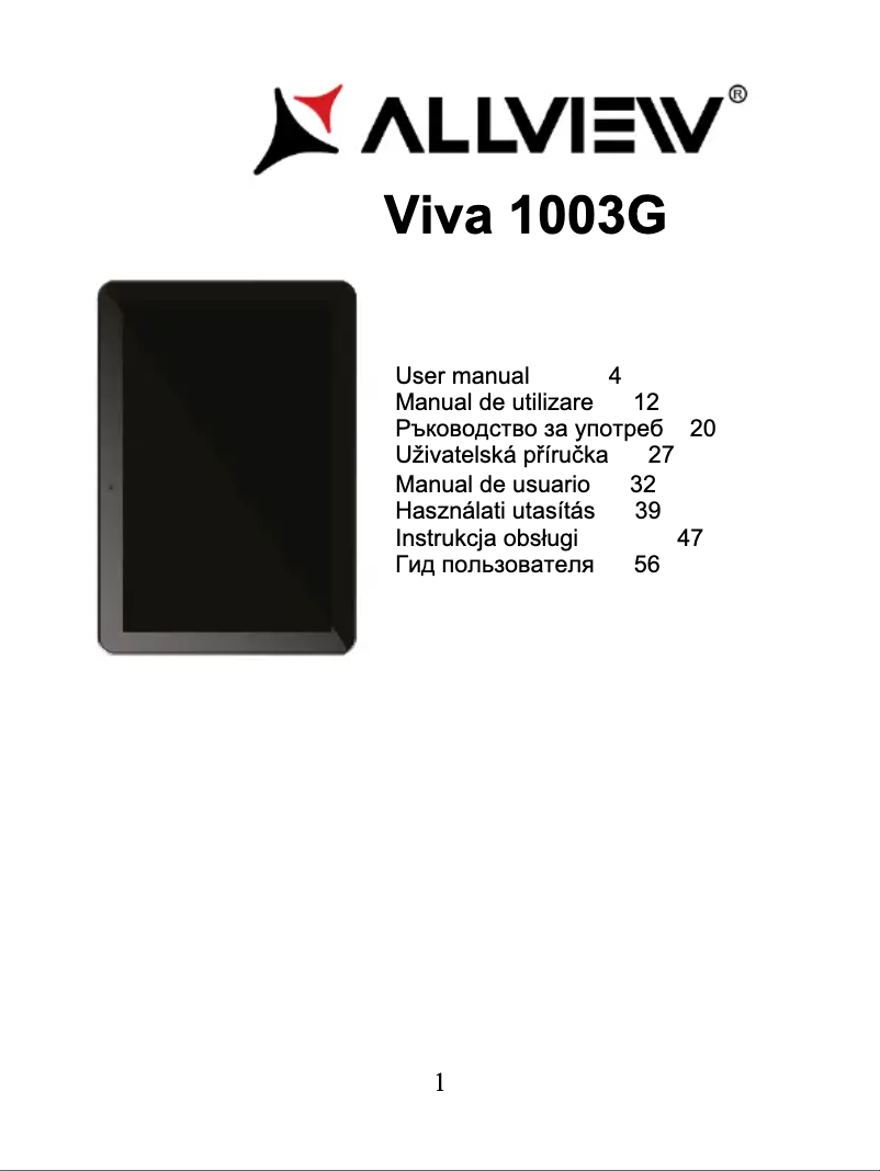 Page n°1 - Manuel utilisateur Allview Viva 1003G