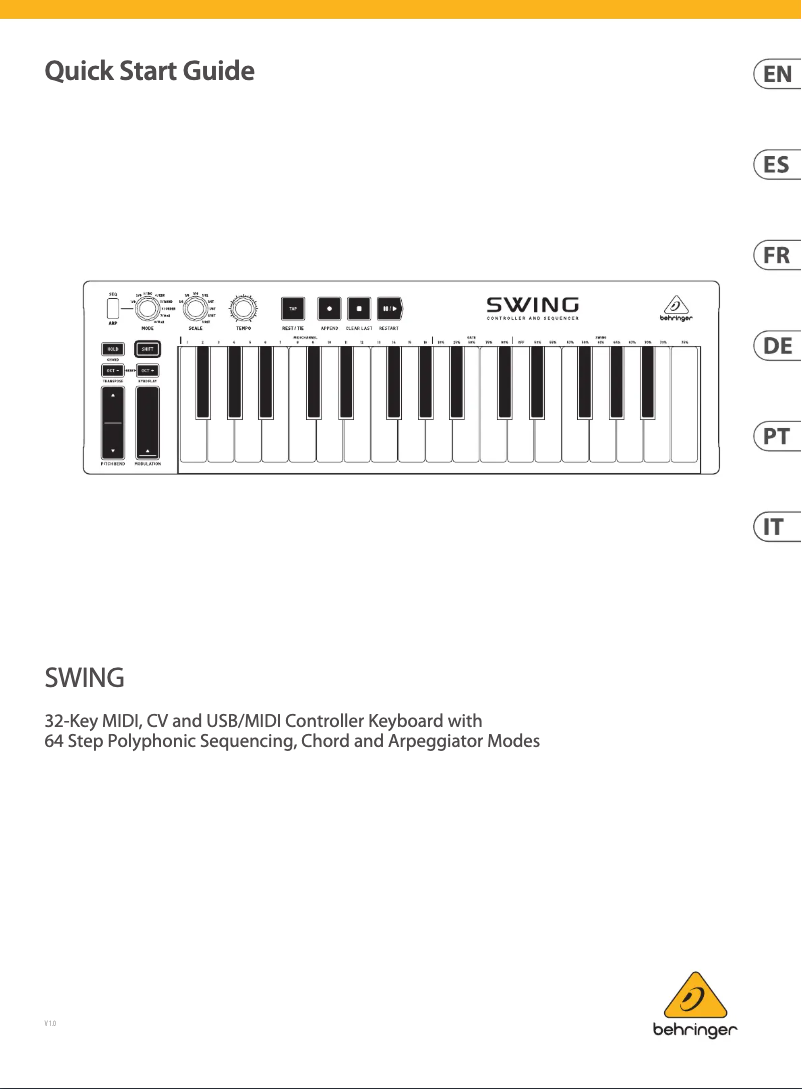 Page 1 de la notice Manuel utilisateur Behringer SWING