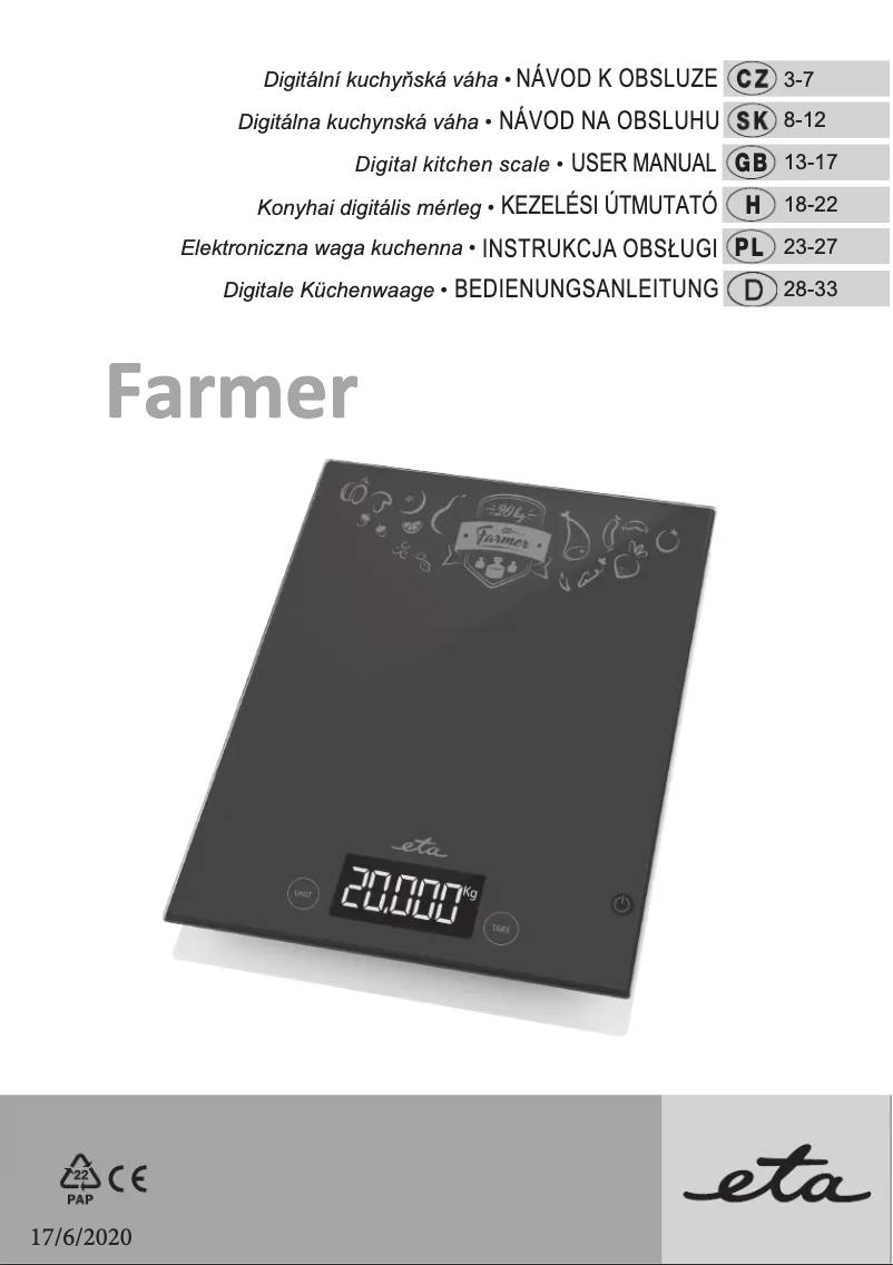 Image de la première page du manuel de l'appareil Farmer 4777 90000