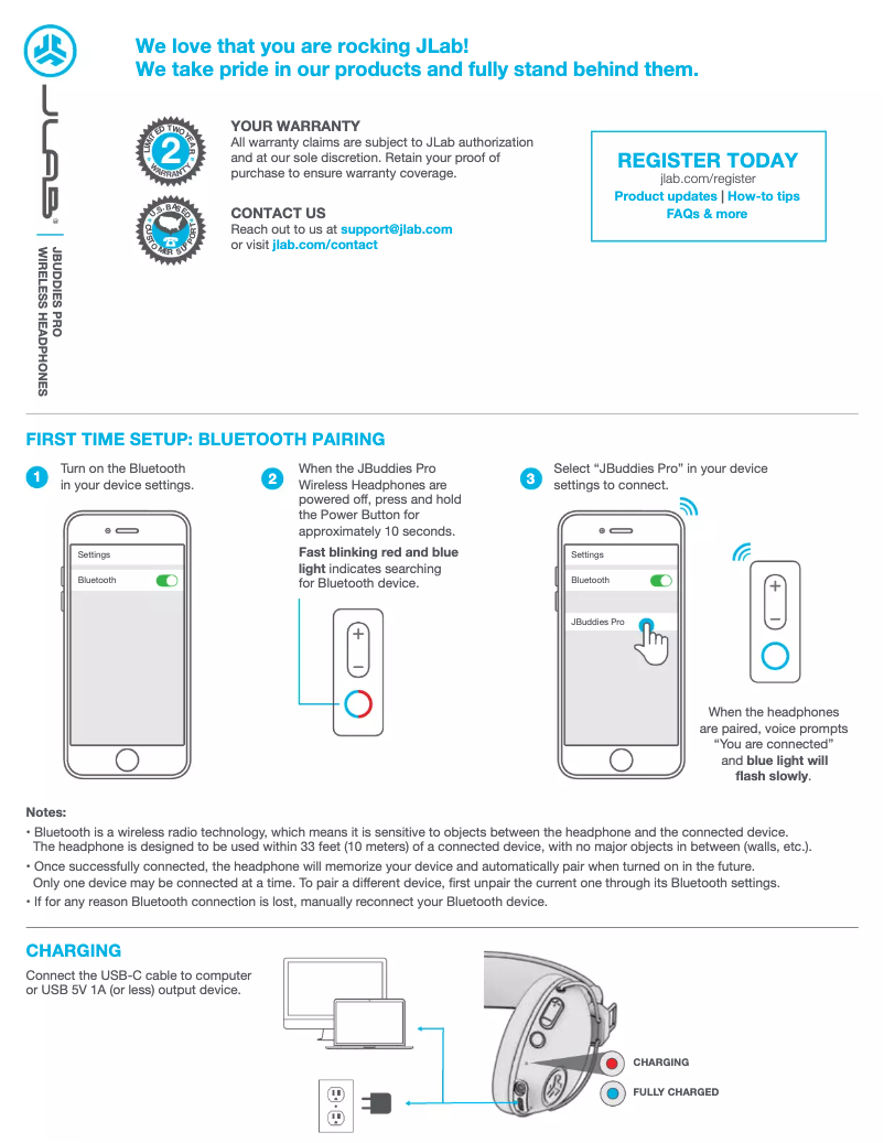 Imagen de la primera página del manual del dispositivo JBuddies Pro