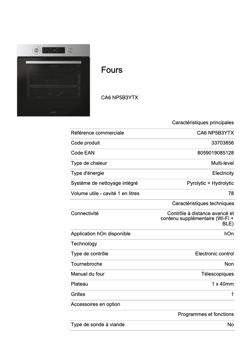 Image de la première page du manuel de l'appareil CA6 NP5B3YTX